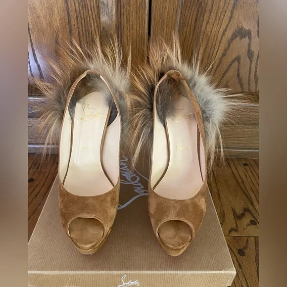 CHRISTIAN LOUBOUTIN Suede Royal Fox Lady Fur 150 Pumps - Size 39 - Picture 5 of 8
